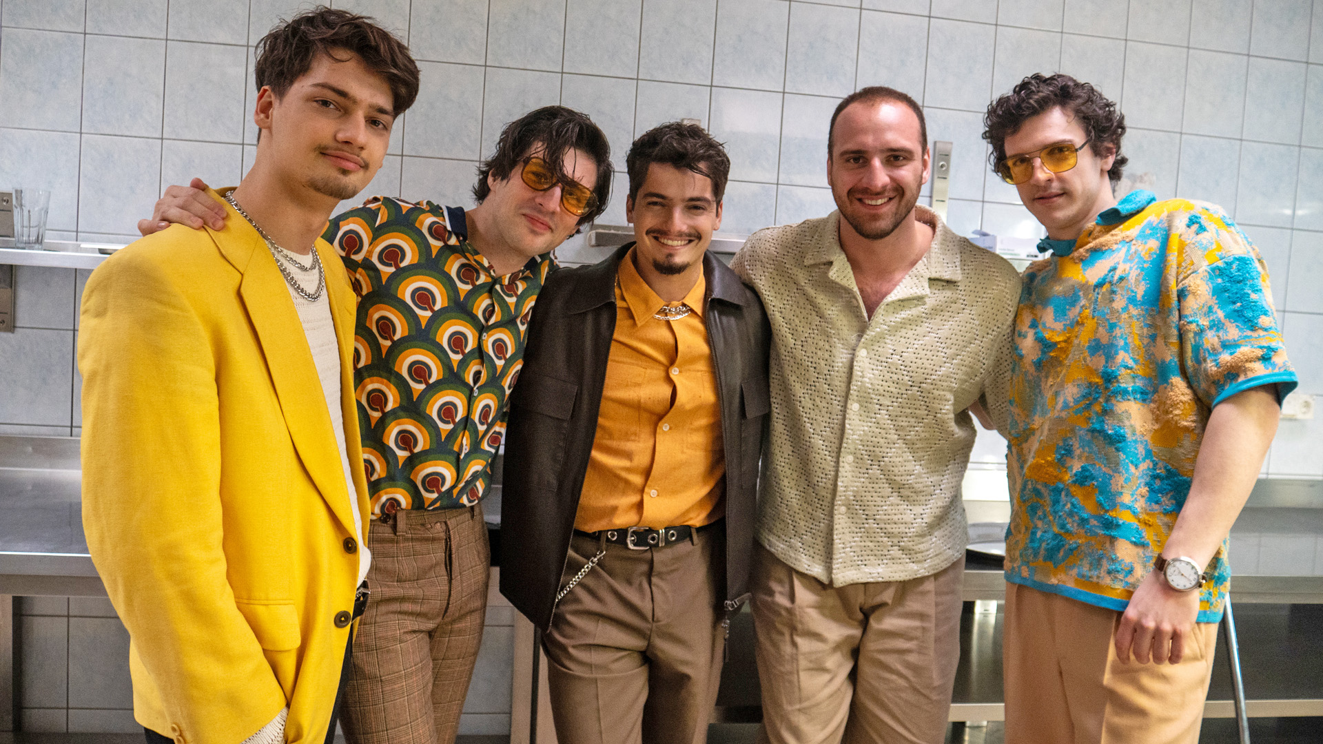 Kirády Attila, Ember Márk, Marics Peti, Brasch Bence és Medveczky Balázs a forgatáson